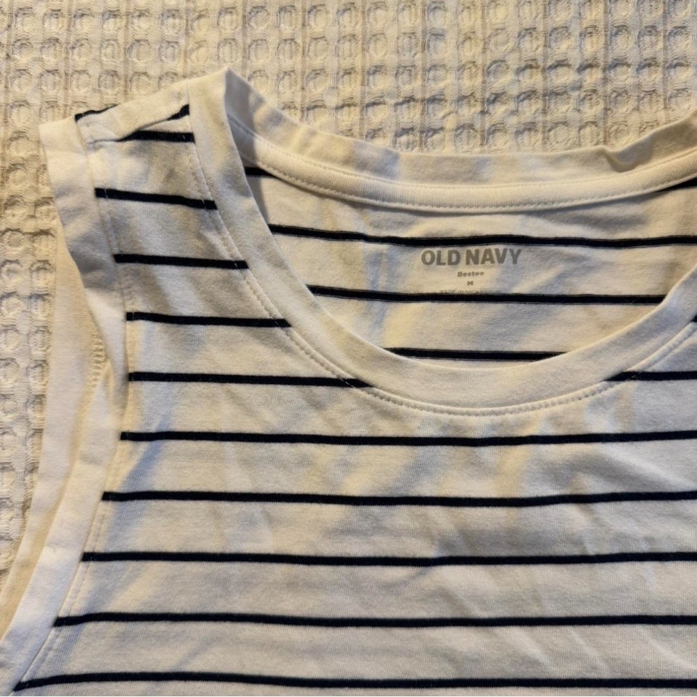 Old Navy Navy and White Striped Tank Top